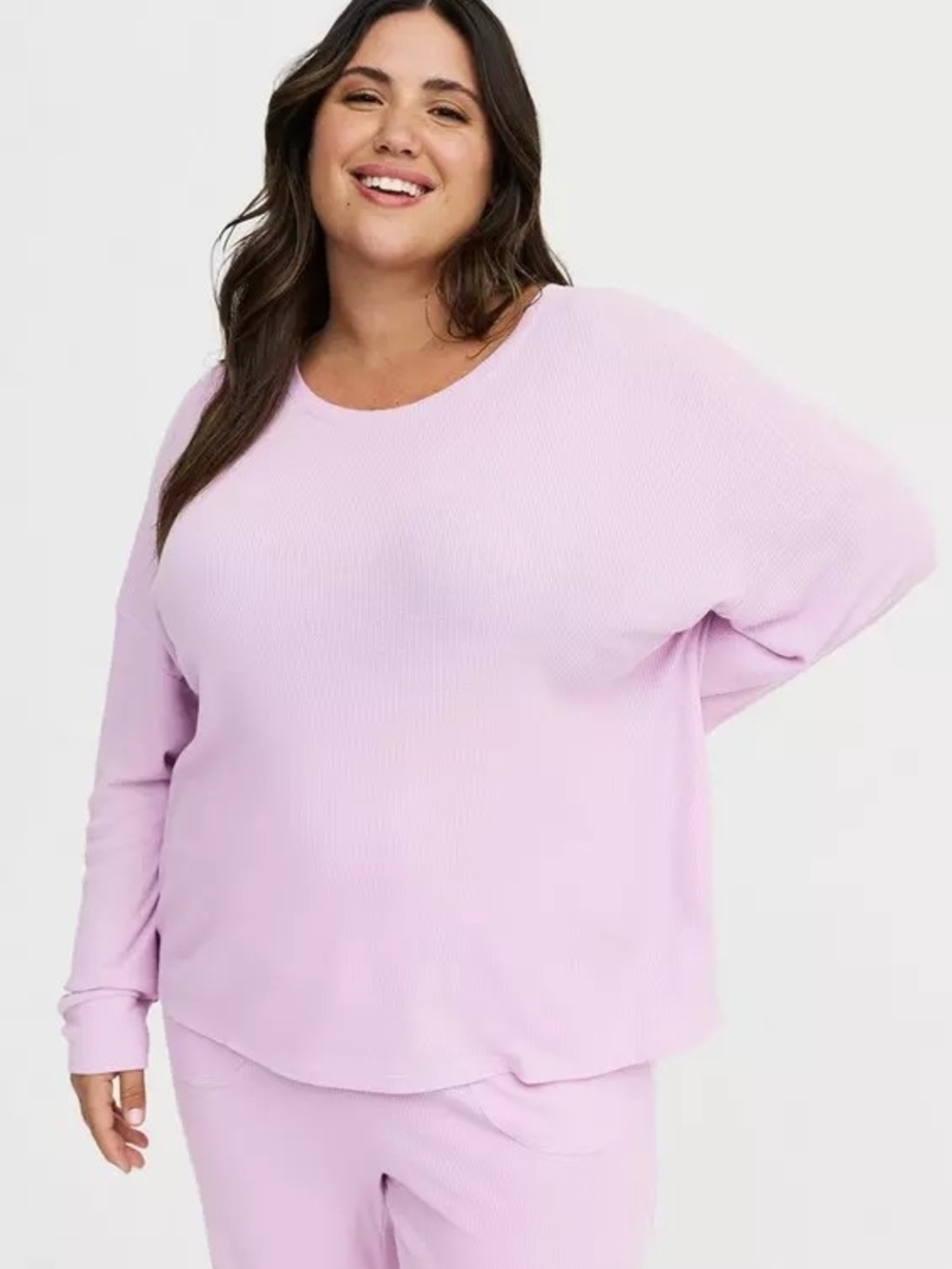 Torrid Size 3 Lilac Waffle Long Sleeve Relaxed Top